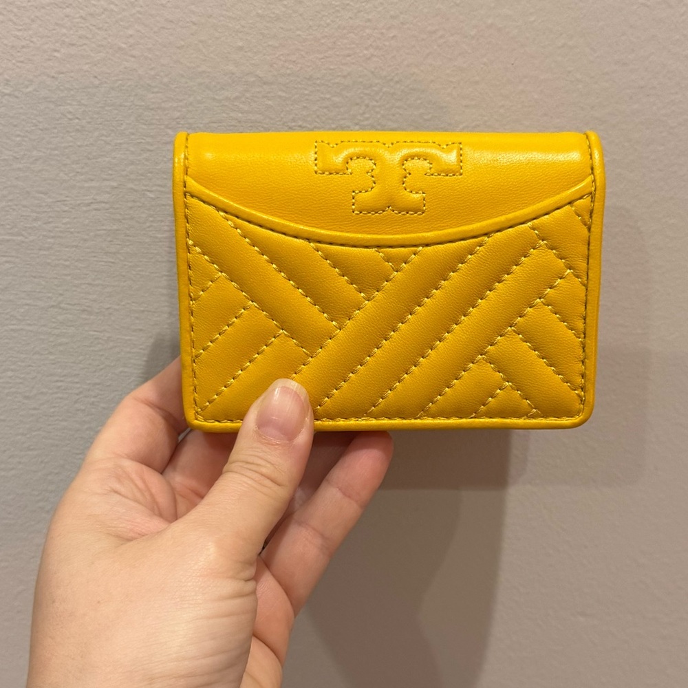 Tory Burch mini wallet bifold yellow leather